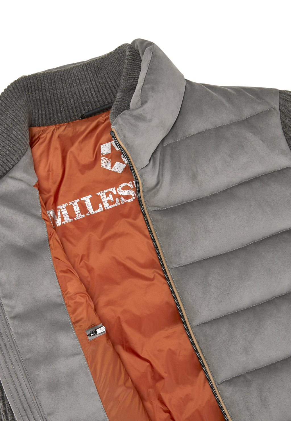 Milestone Zip Jacket with Knitted Sleeves - Ash Grey