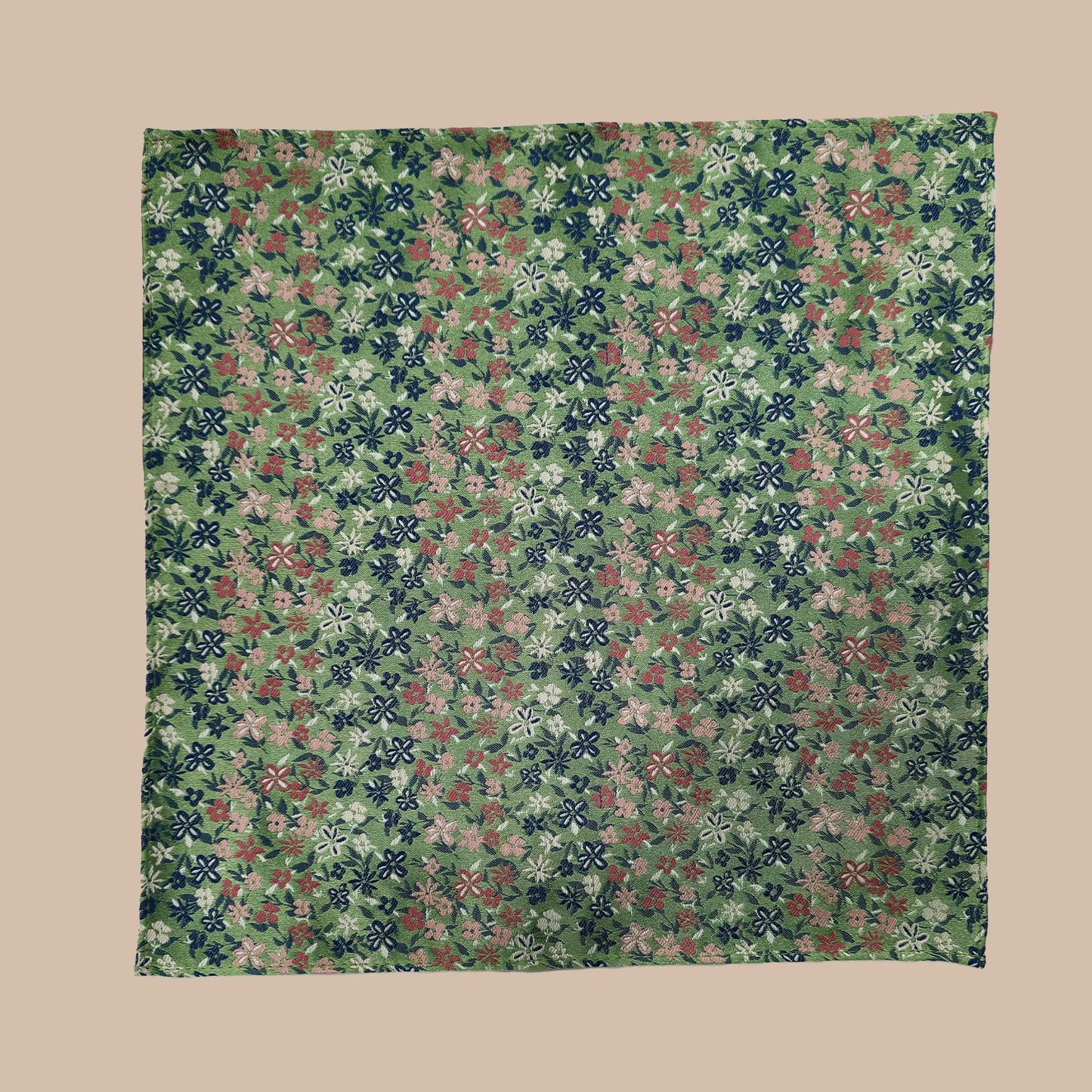 Mini Floral Print Tie and Hankie Set - Green