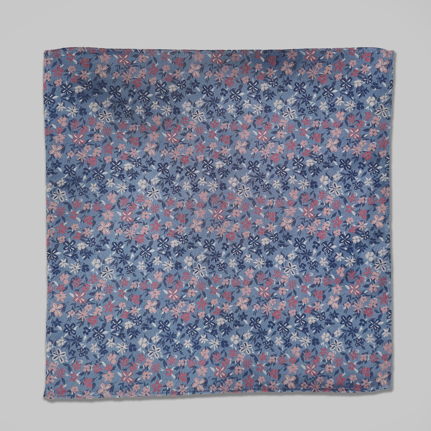 Mini Floral Print Tie and Hankie Set - Light Blue