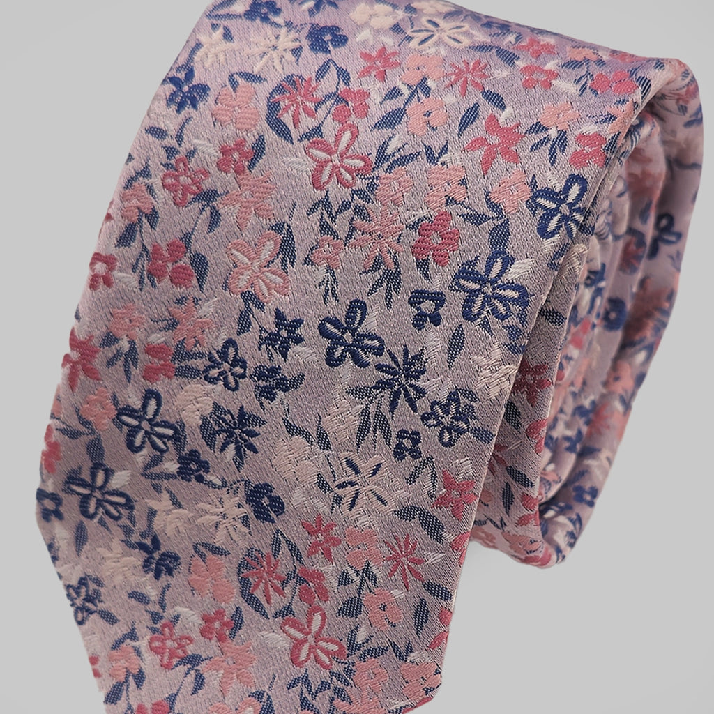 Mini Floral Print Tie and Hankie Set - Pink