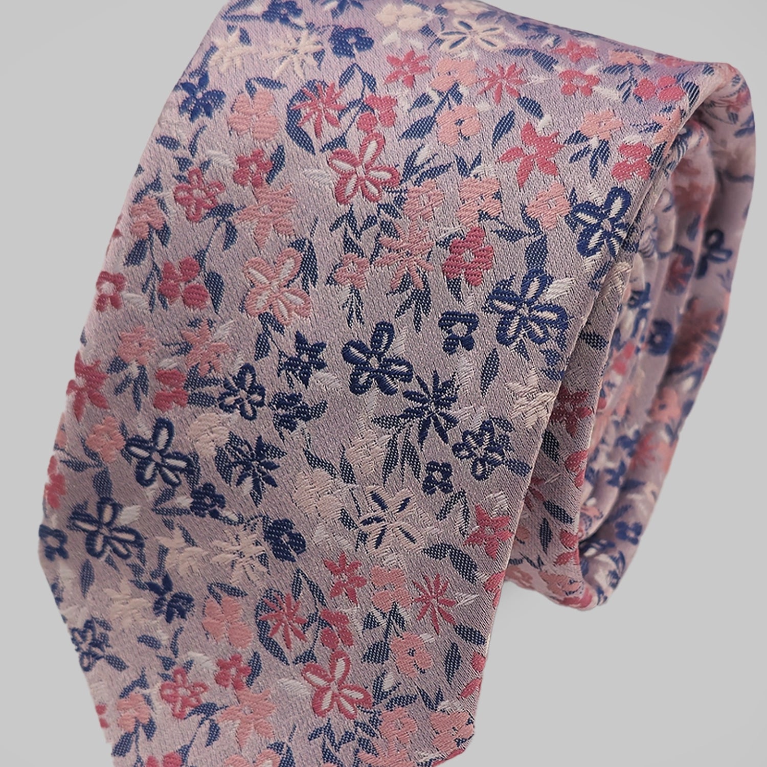 Mini Floral Print Tie and Hankie Set - Pink
