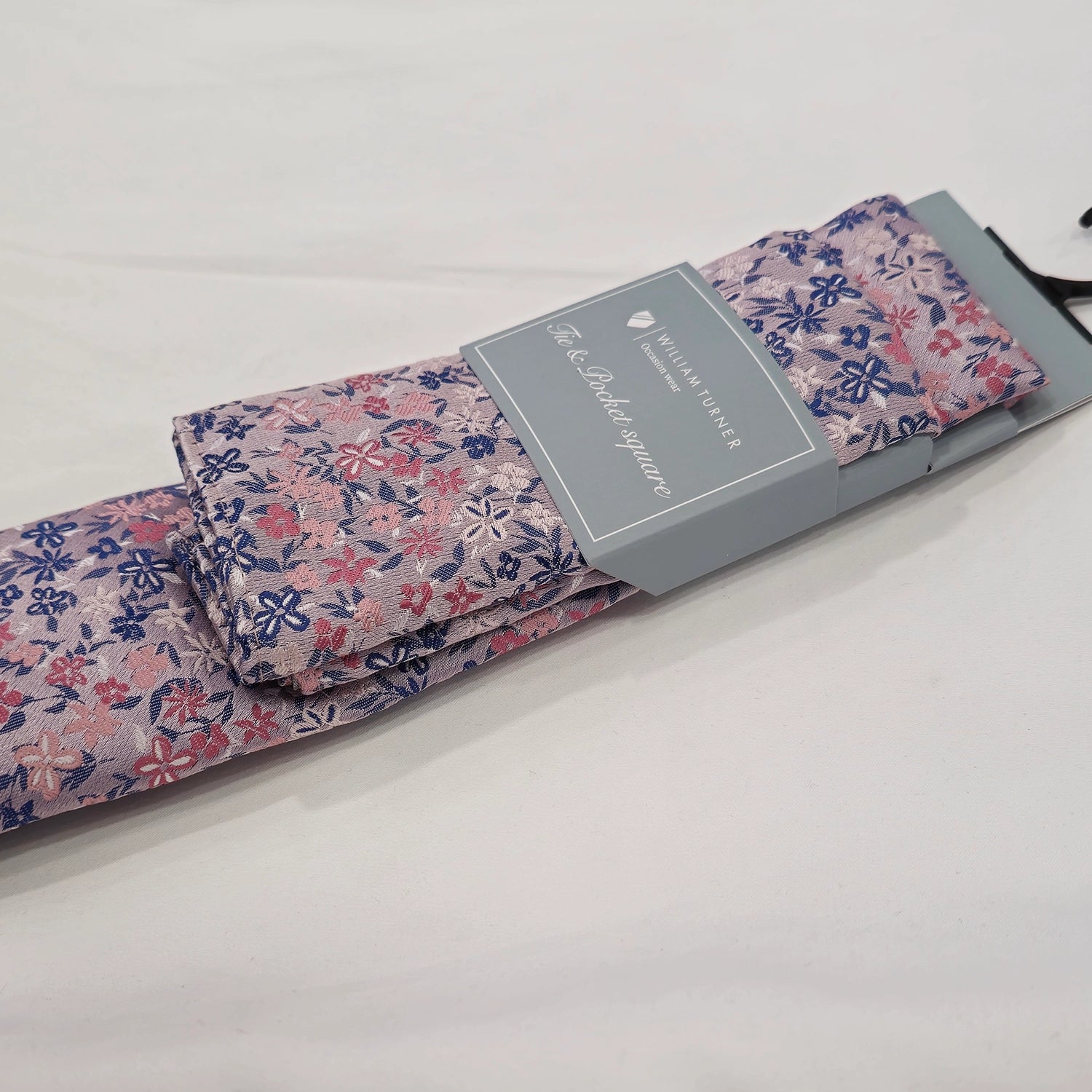 Mini Floral Print Tie and Hankie Set - Pink