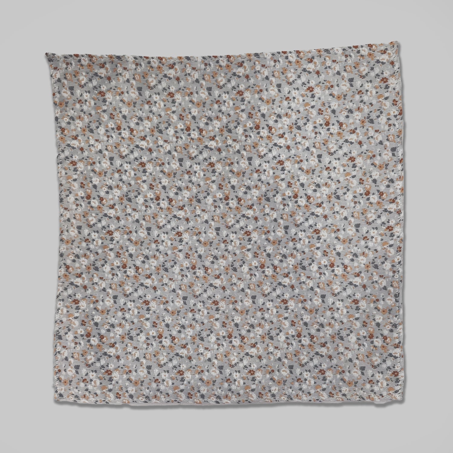 Mini Floral Print Tie and Hankie Set - Silver Peach