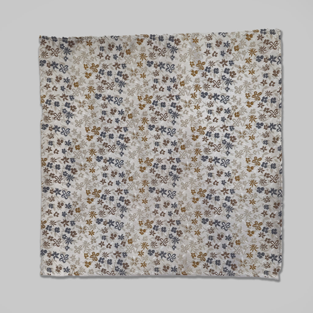 Mini Floral Print Tie and Hankie Set - Stone