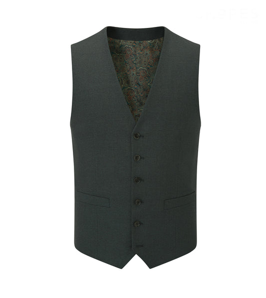 Dark Green 3 Piece Tailored Fit Suit - Waistcoat