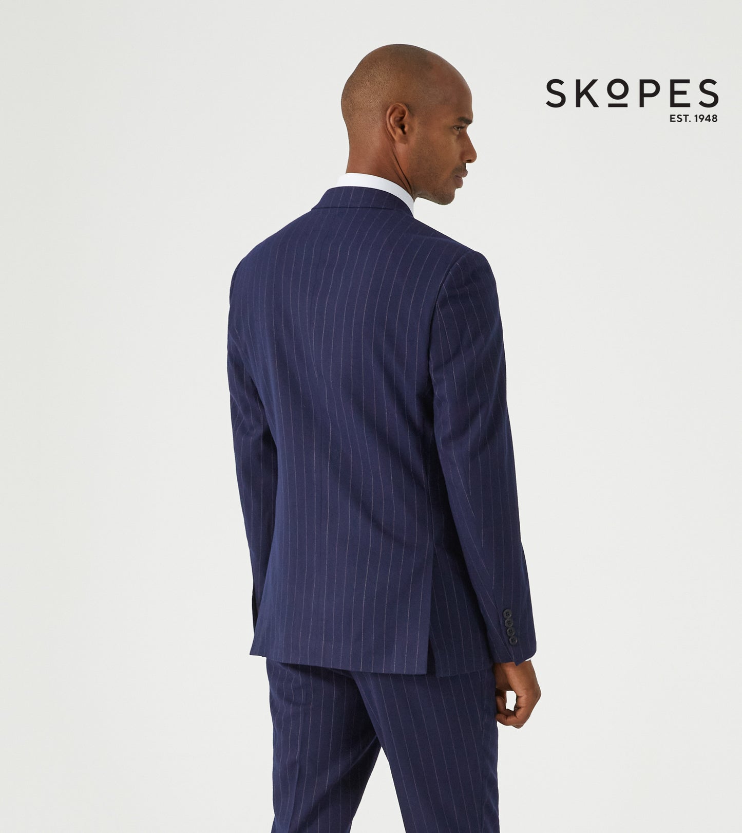 Declan Double Breasted Suit Jacket - Navy Pinstripe