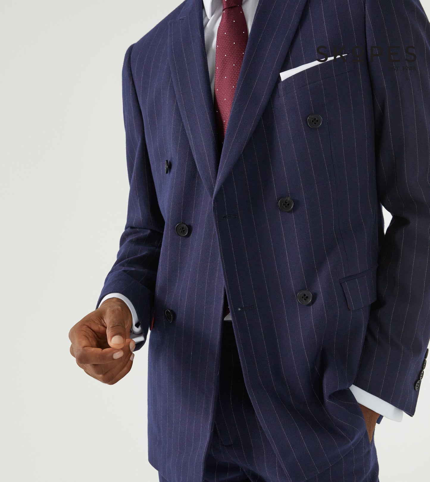 Declan Double Breasted Suit Jacket - Navy Pinstripe