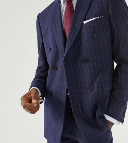 Declan Double Breasted Suit Jacket - Navy Pinstripe