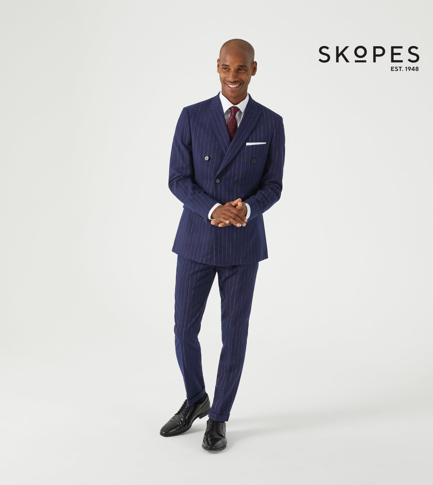 Declan Double Breasted Suit Jacket - Navy Pinstripe