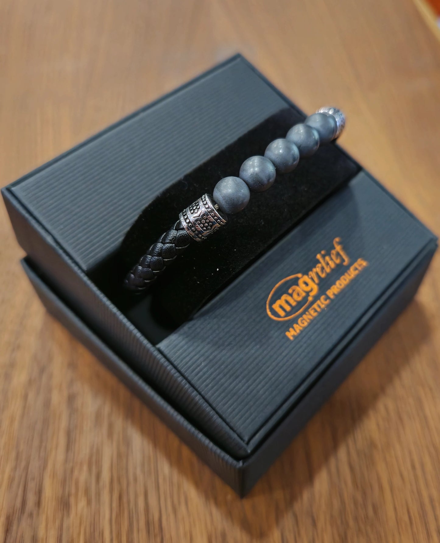 MagRelief - Leather Bracelet - Black MR014