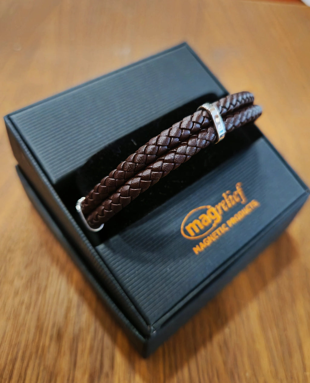 MagRelief - Leather Bracelet - Brown MR019