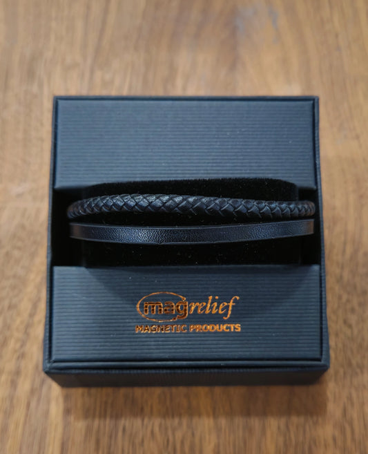 MagRelief - Leather Bracelet - Black MR025
