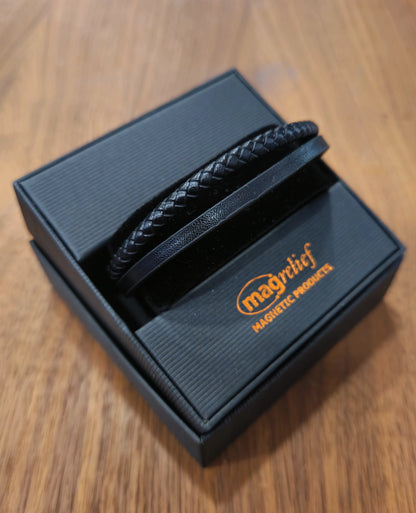 MagRelief - Leather Bracelet - Black MR025