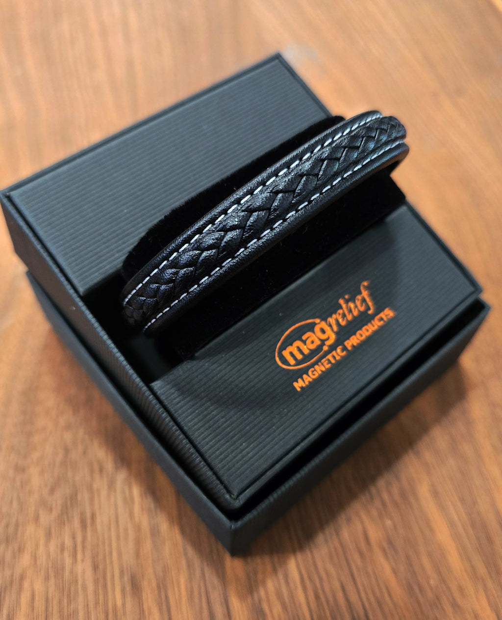 MagRelief - Leather Bracelet - Black MR028