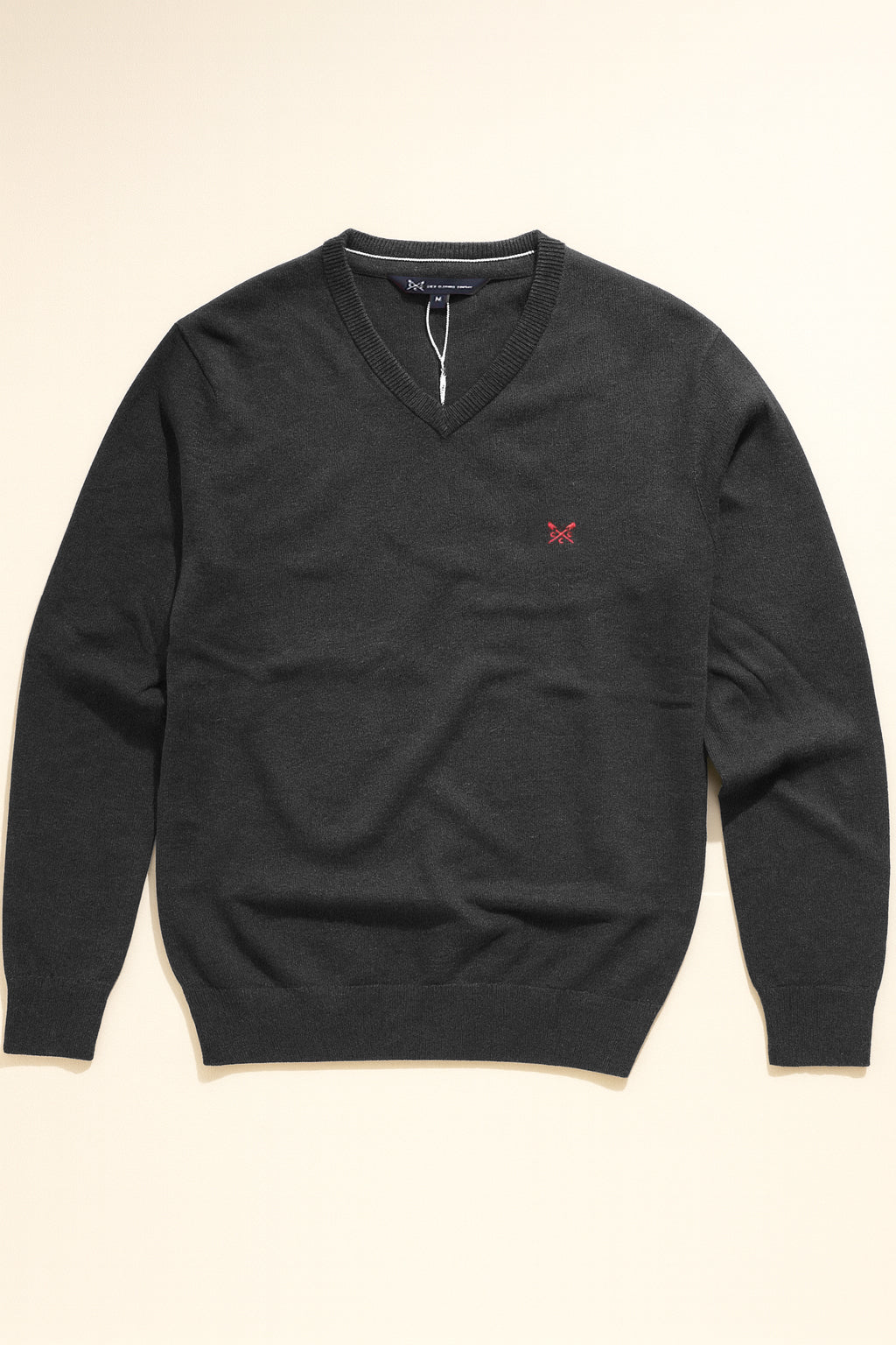 Organic Cotton V Neck Jumper - Charcoal