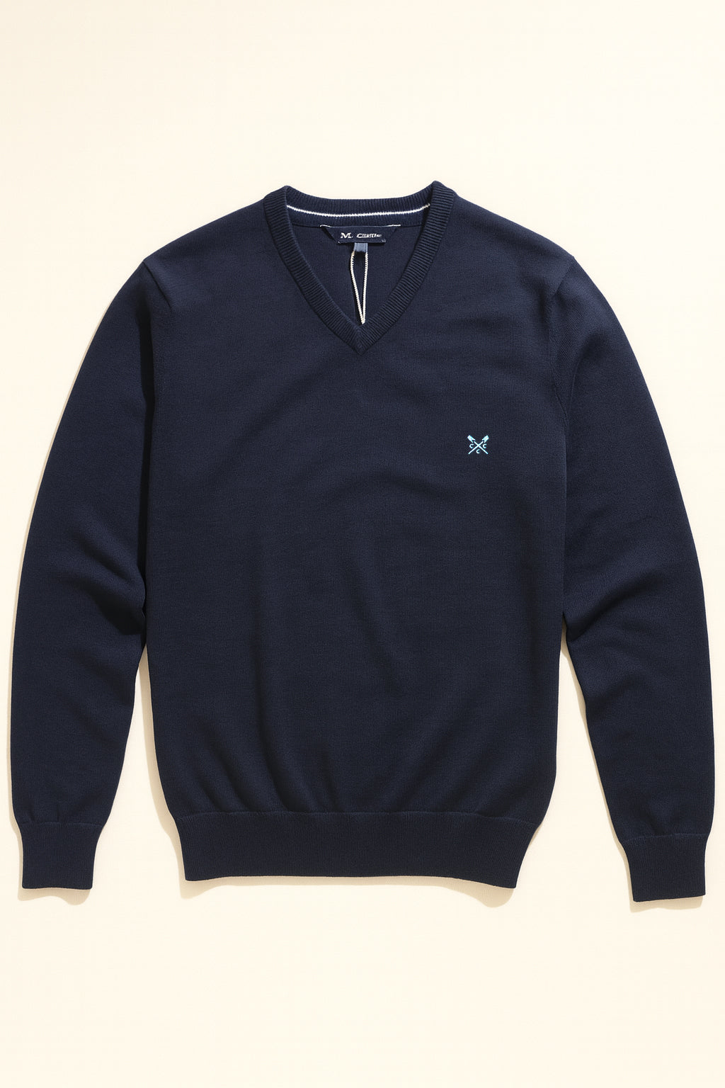 Organic Cotton V Neck Jumper - Navy
