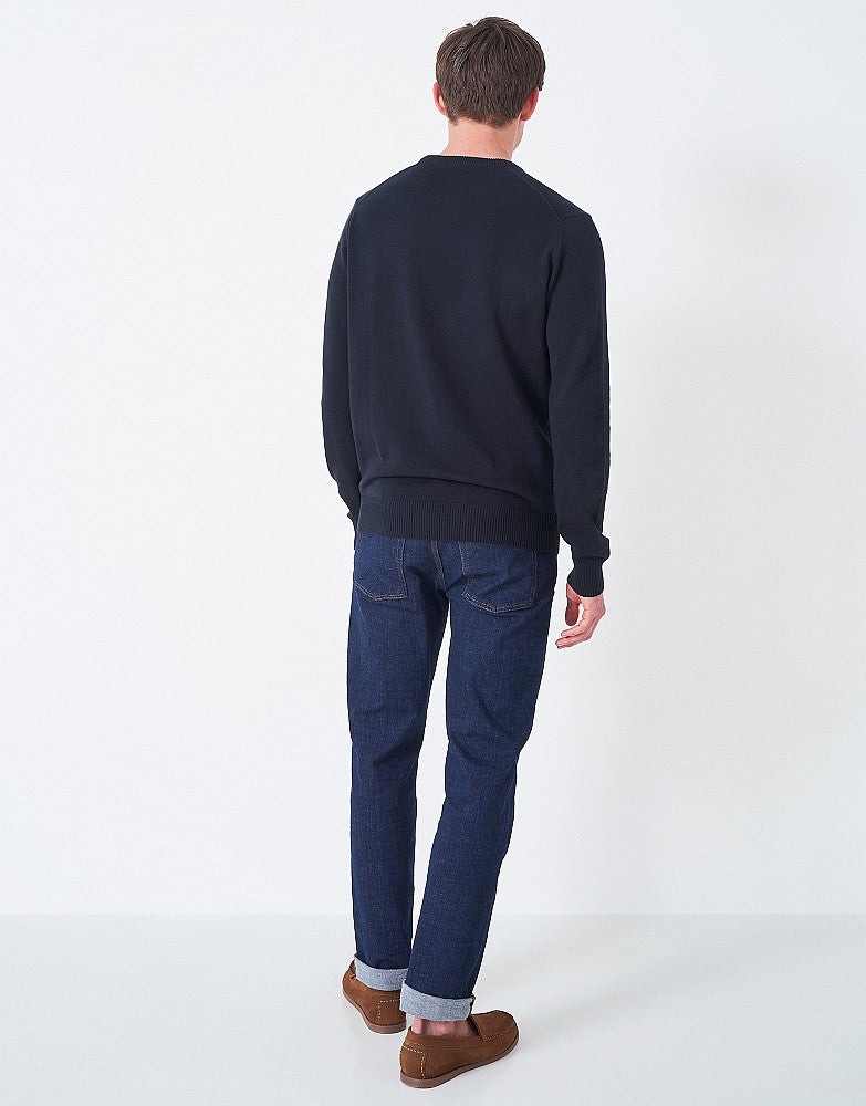 Organic Cotton Crew Neck Jumper in Navy