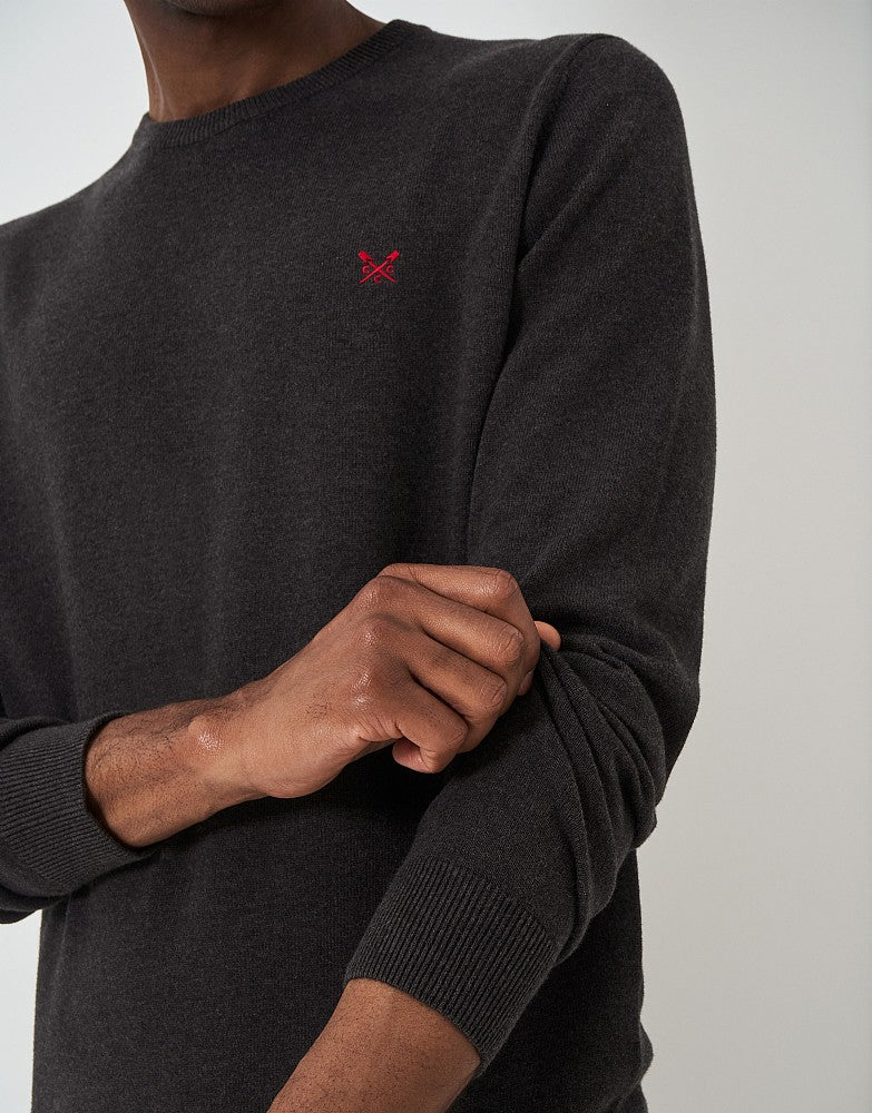 Organic Cotton Crew Neck Jumper in Charcoal