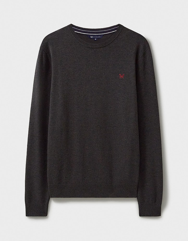 Organic Cotton Crew Neck Jumper in Charcoal