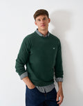 Organic Cotton Crew Neck Jumper in Bottle Green
