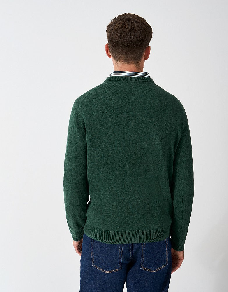 Organic Cotton Crew Neck Jumper in Bottle Green