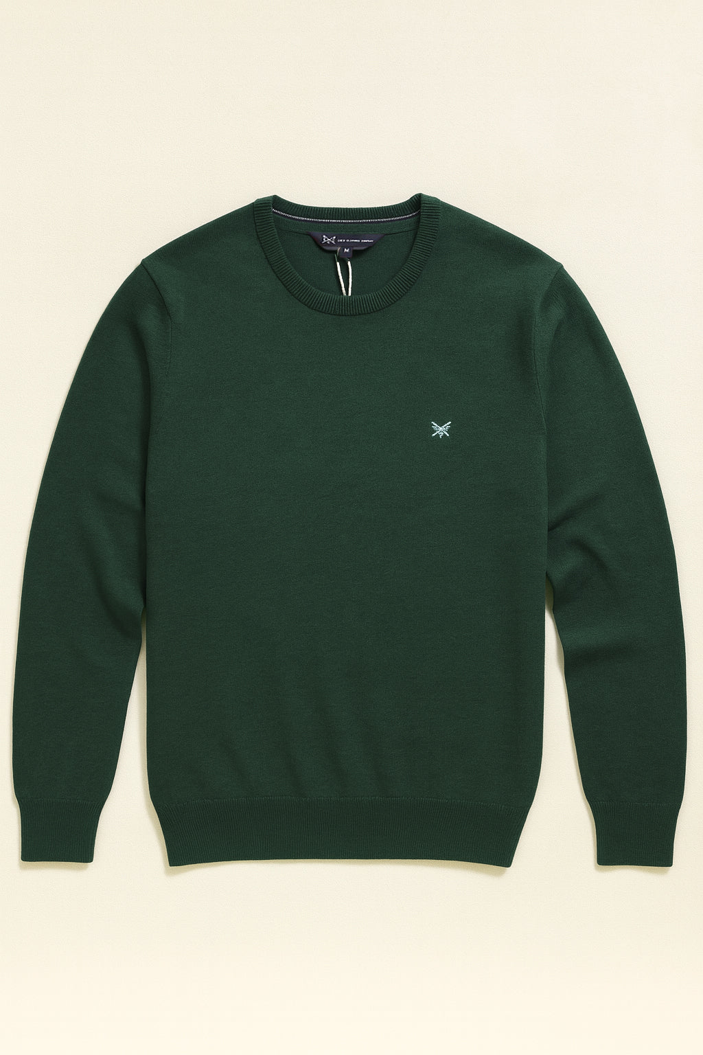 Organic Cotton Crew Neck Jumper in Bottle Green