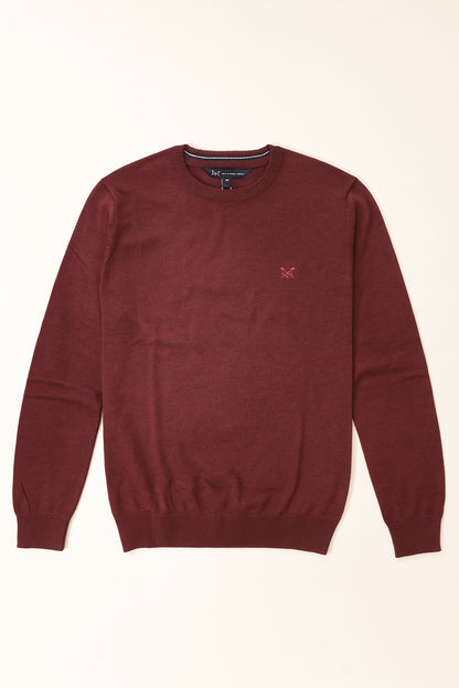 Organic Cotton Crew Neck Jumper in Burgundy