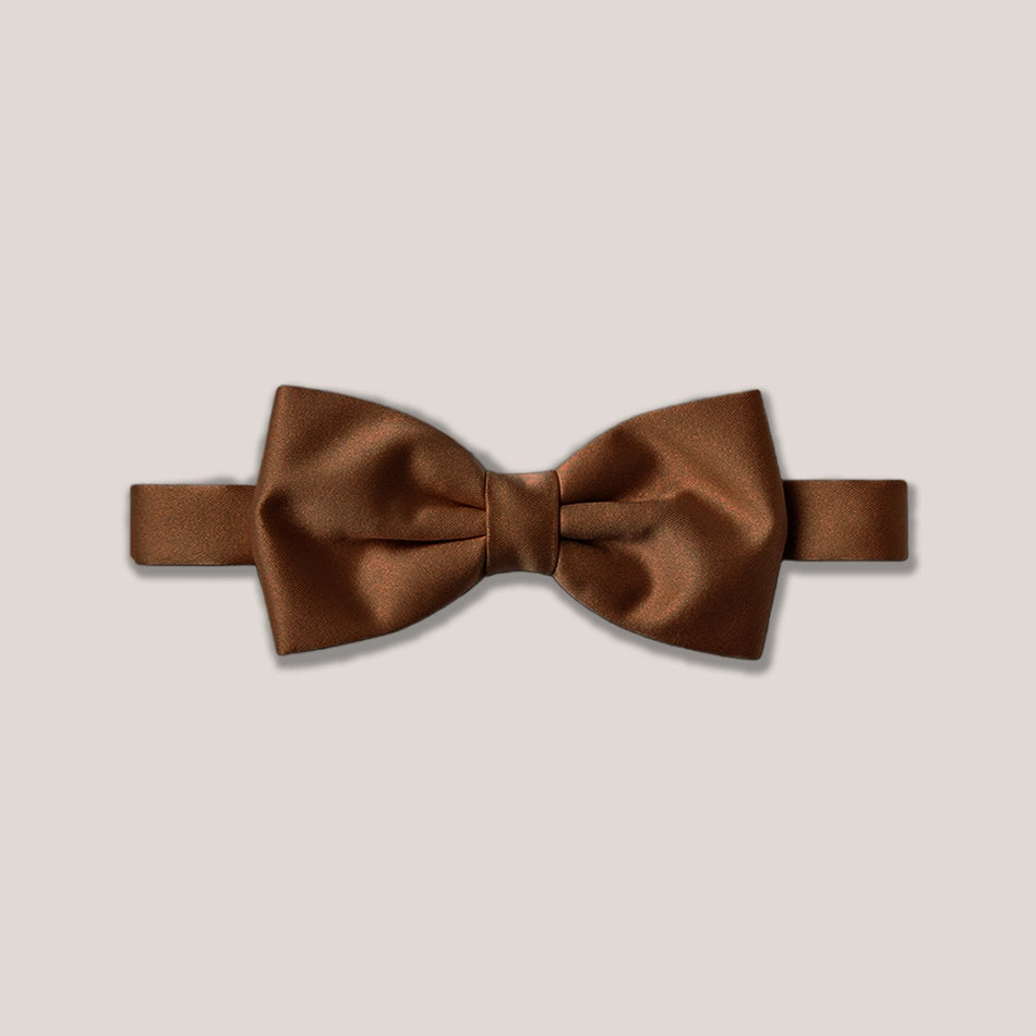 Satin Clip-On Bow Tie - Mid Brown