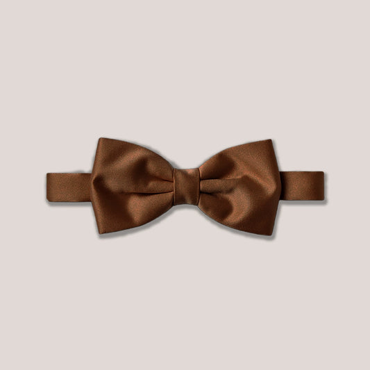 Satin Clip-On Bow Tie - Mid Brown