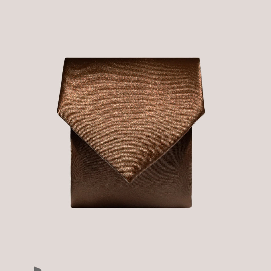 Plain Satin Tie - Mid Brown