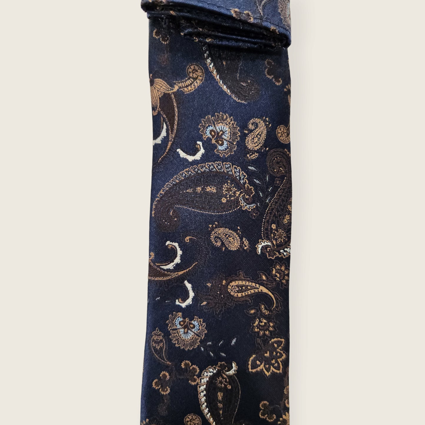 Tie and Hankie Set - Paisley Navy and Brown I172623