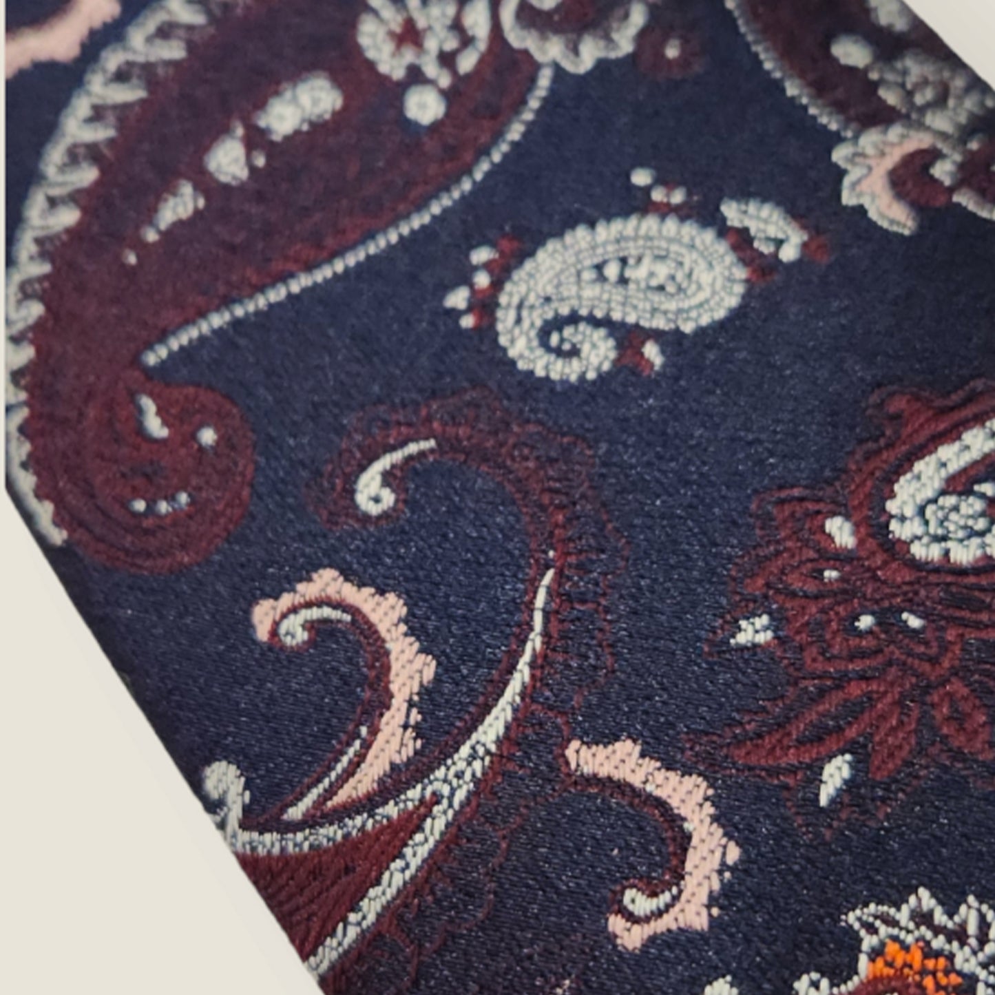 Tie and Hankie Set - Paisley Navy and Burgundy I173116