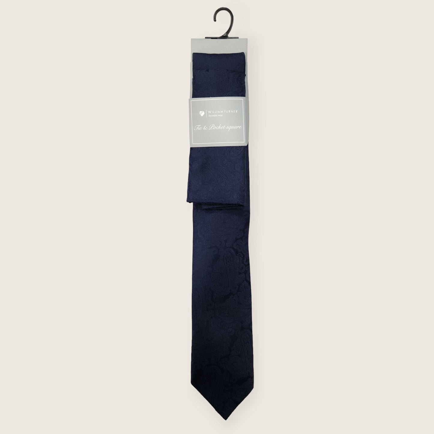 Tie and Hankie Set - Tonal Paisley Navy I082045