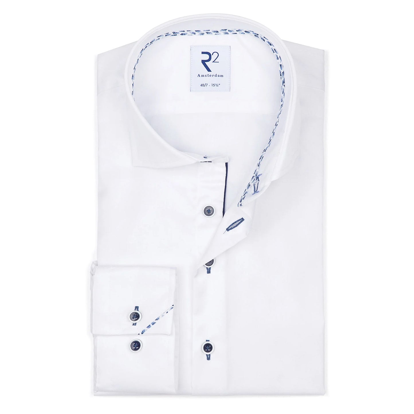 2-Ply Organic Cotton Shirts - White - Blue Buttons