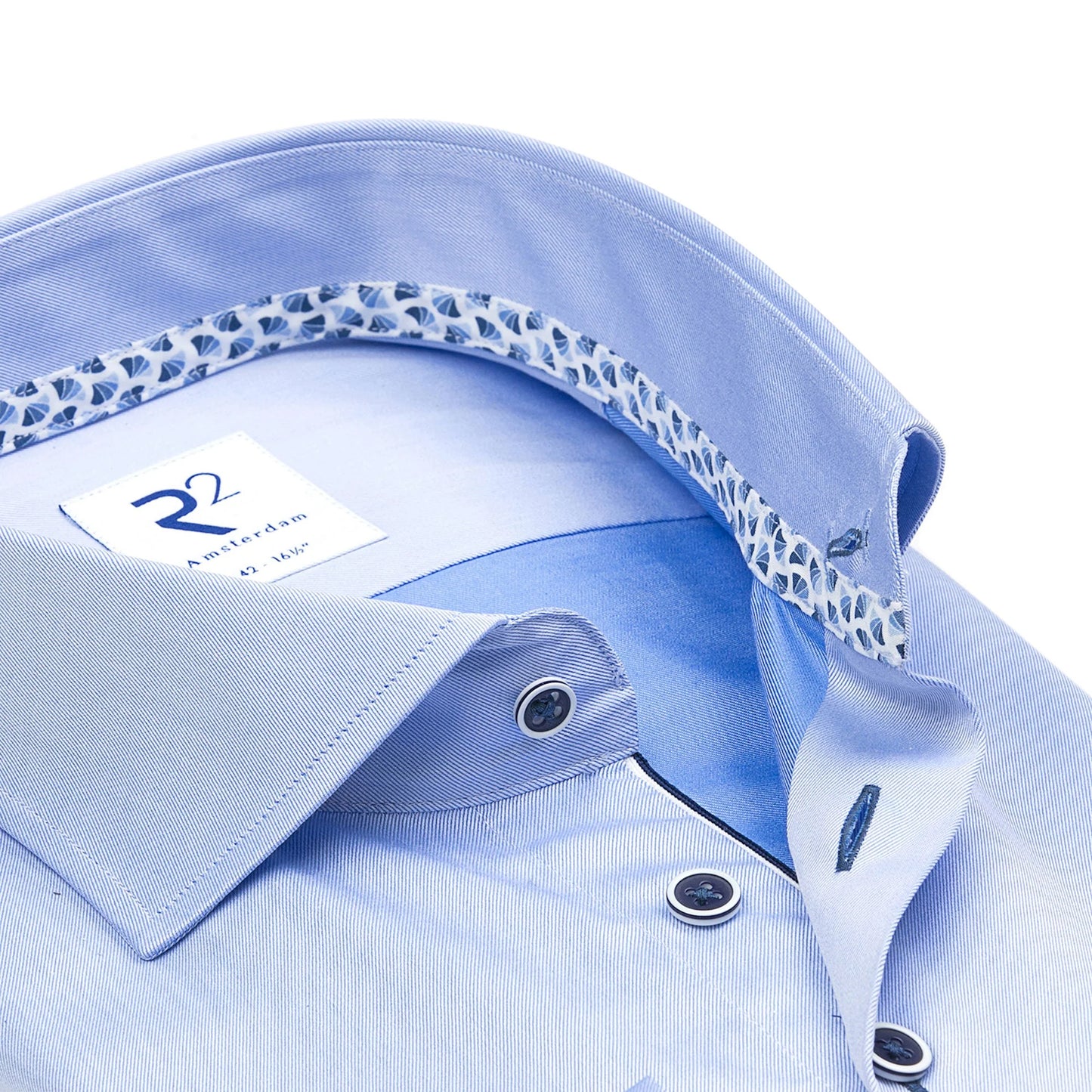 2-Ply Organic Cotton Shirts - Light Blue - Blue Buttons