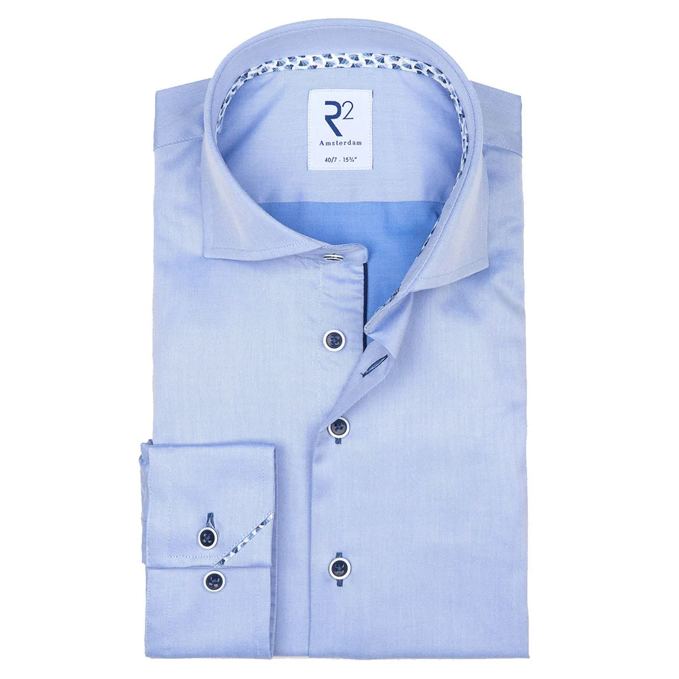2-Ply Organic Cotton Shirts - Light Blue - Blue Buttons