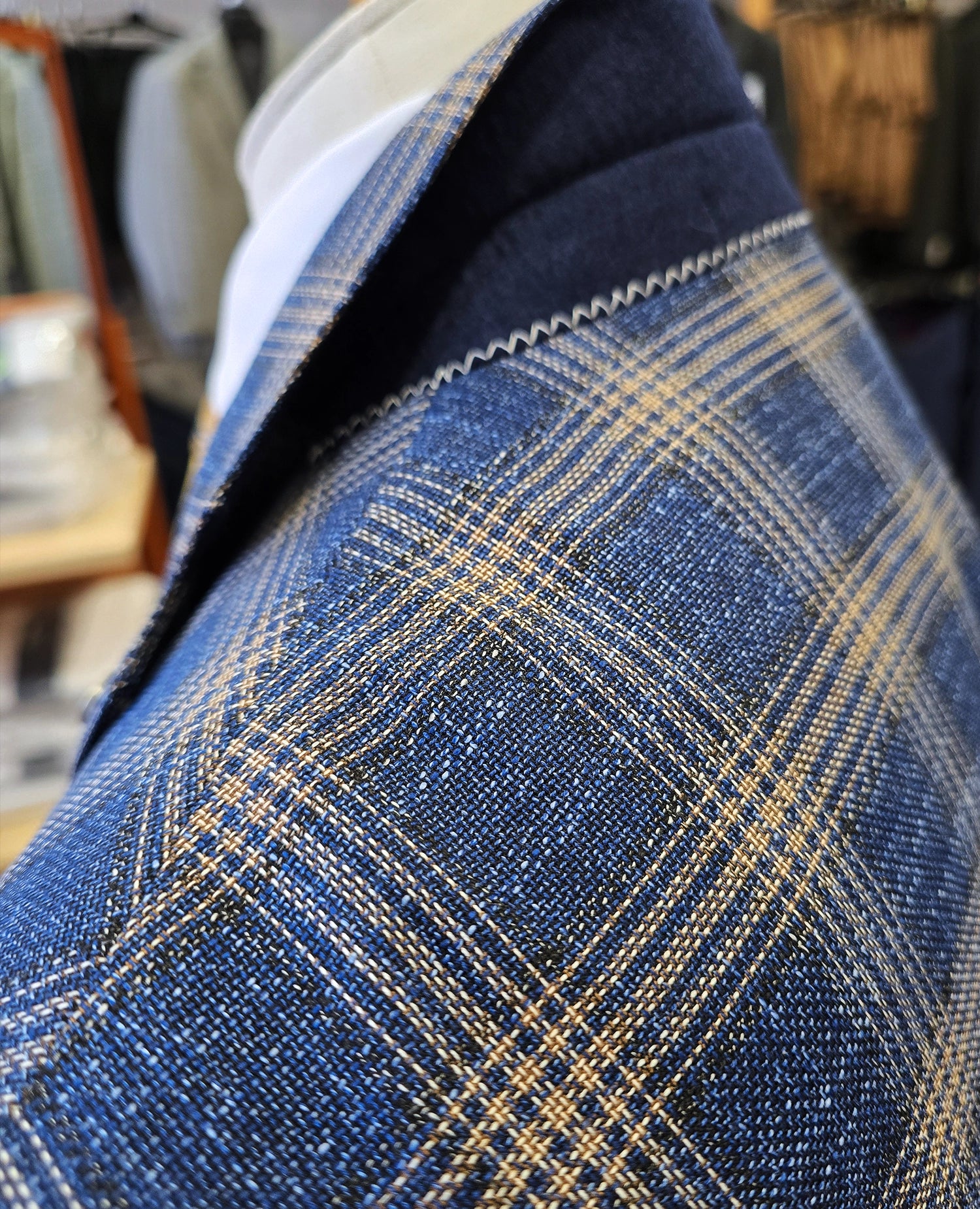 Blue Check Jersey Stretch Jacket