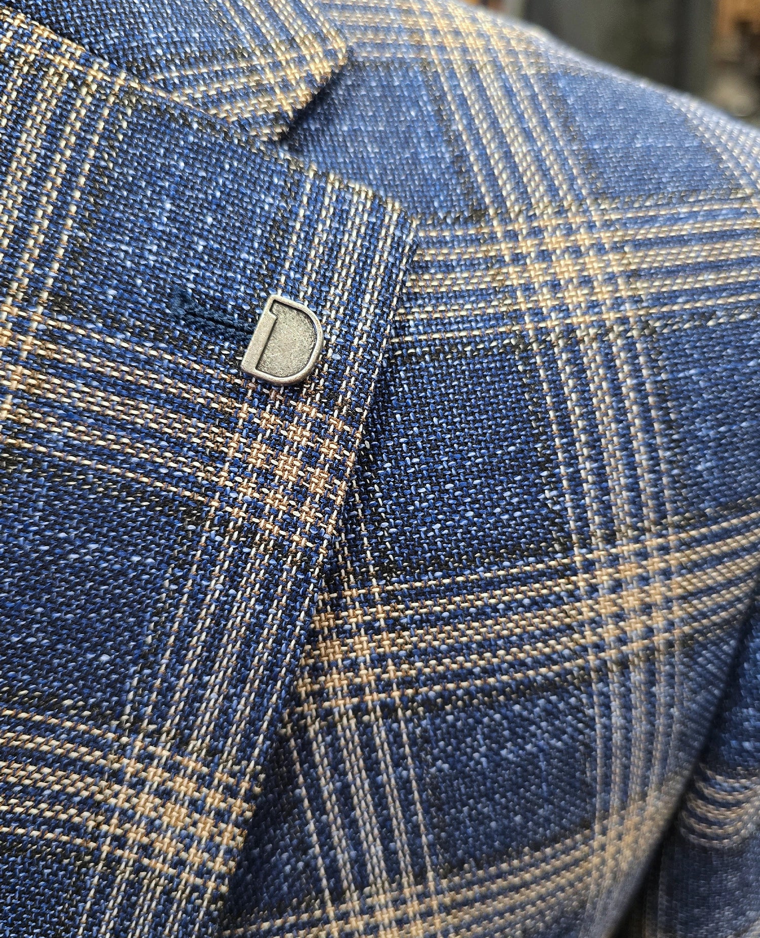 Blue Check Jersey Stretch Jacket