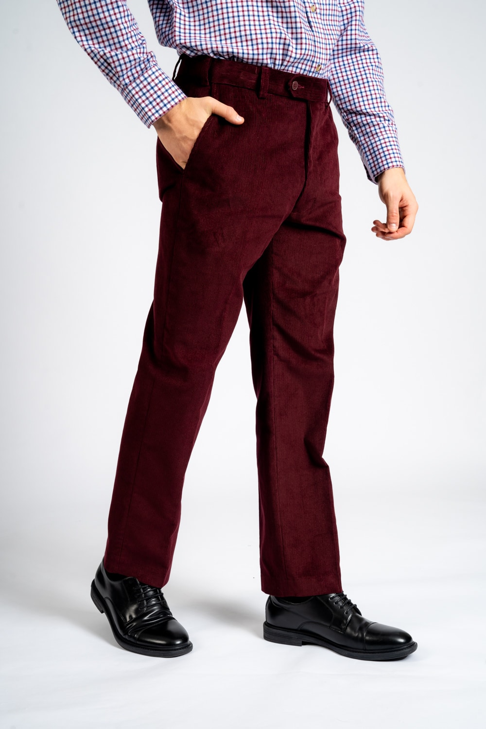 Expand -A- Band Cord Trouser - Wine King Sizes