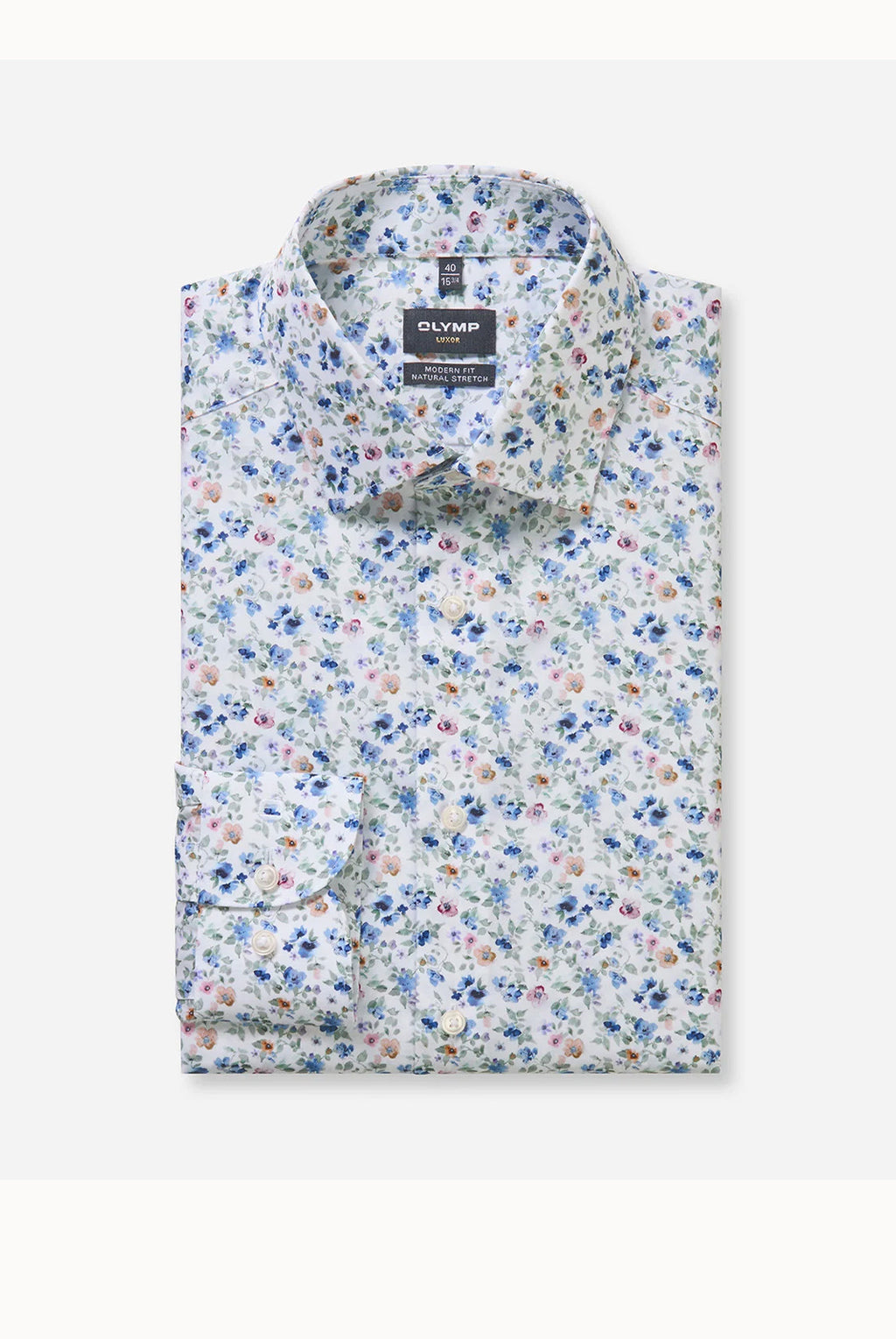 OLYMP Luxor Modern Fit X-Tall Shirt – White Floral  Style | 12701900