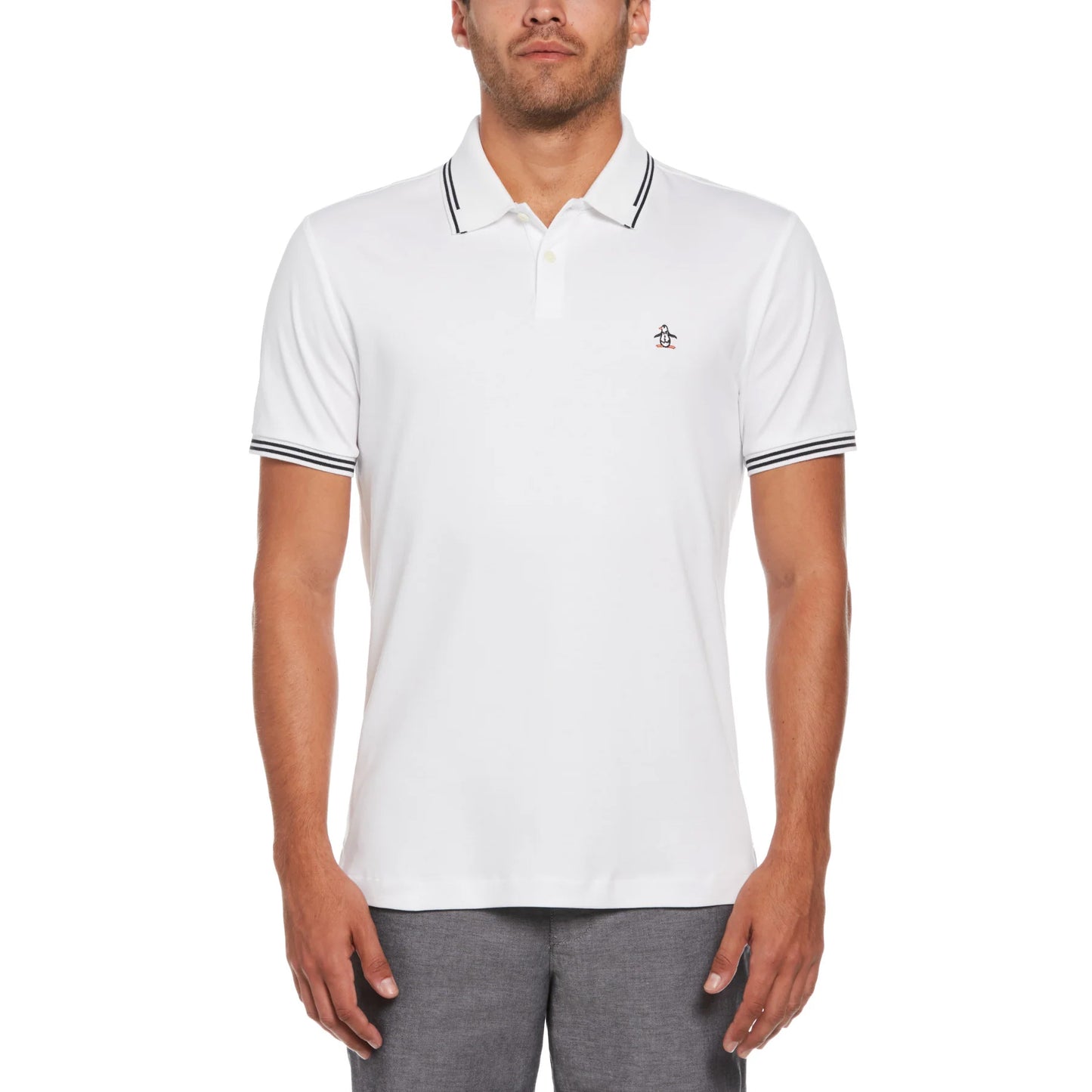 ICONS ORGANIC COTTON TIPPED POLO SHIRT - Bright White