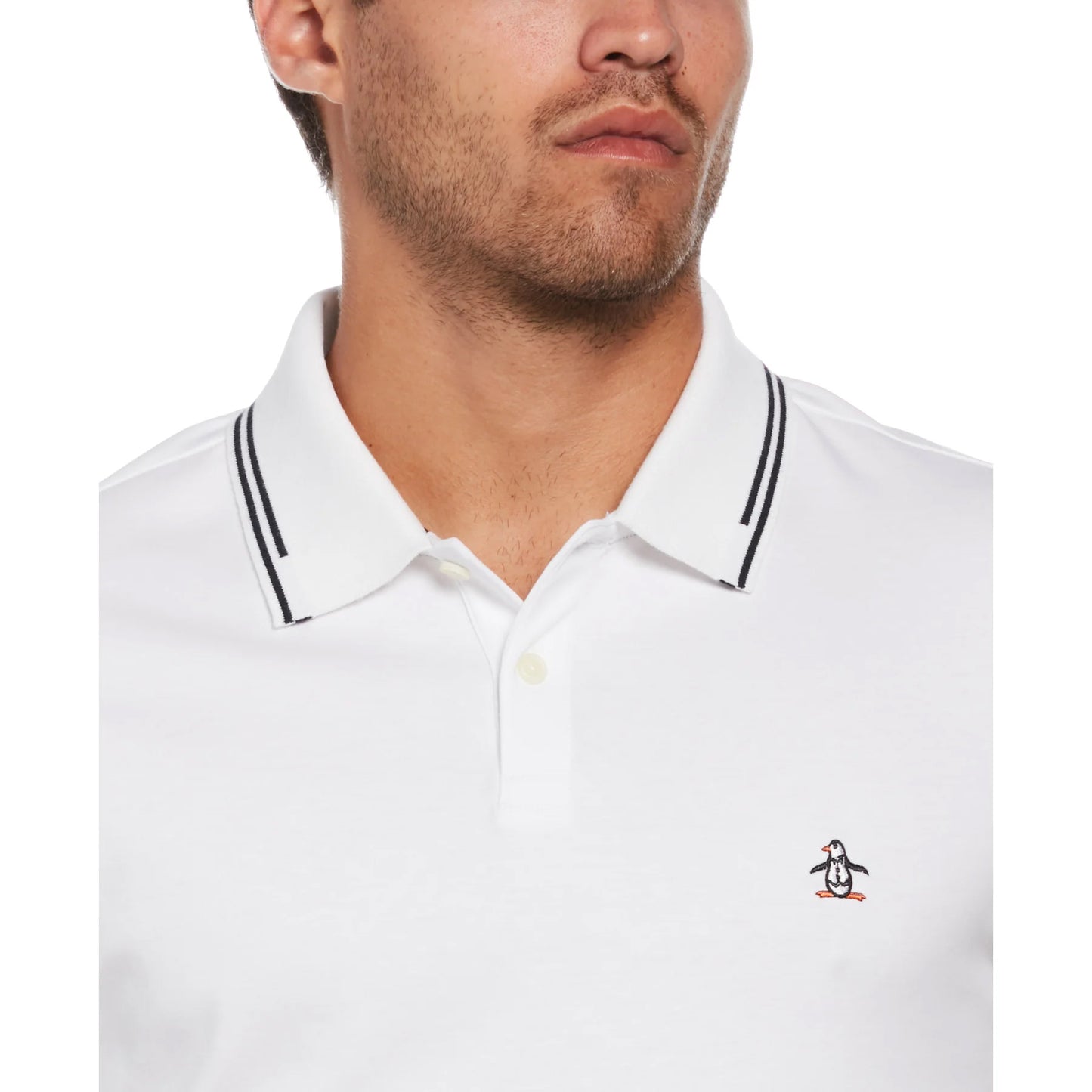 ICONS ORGANIC COTTON TIPPED POLO SHIRT - Bright White