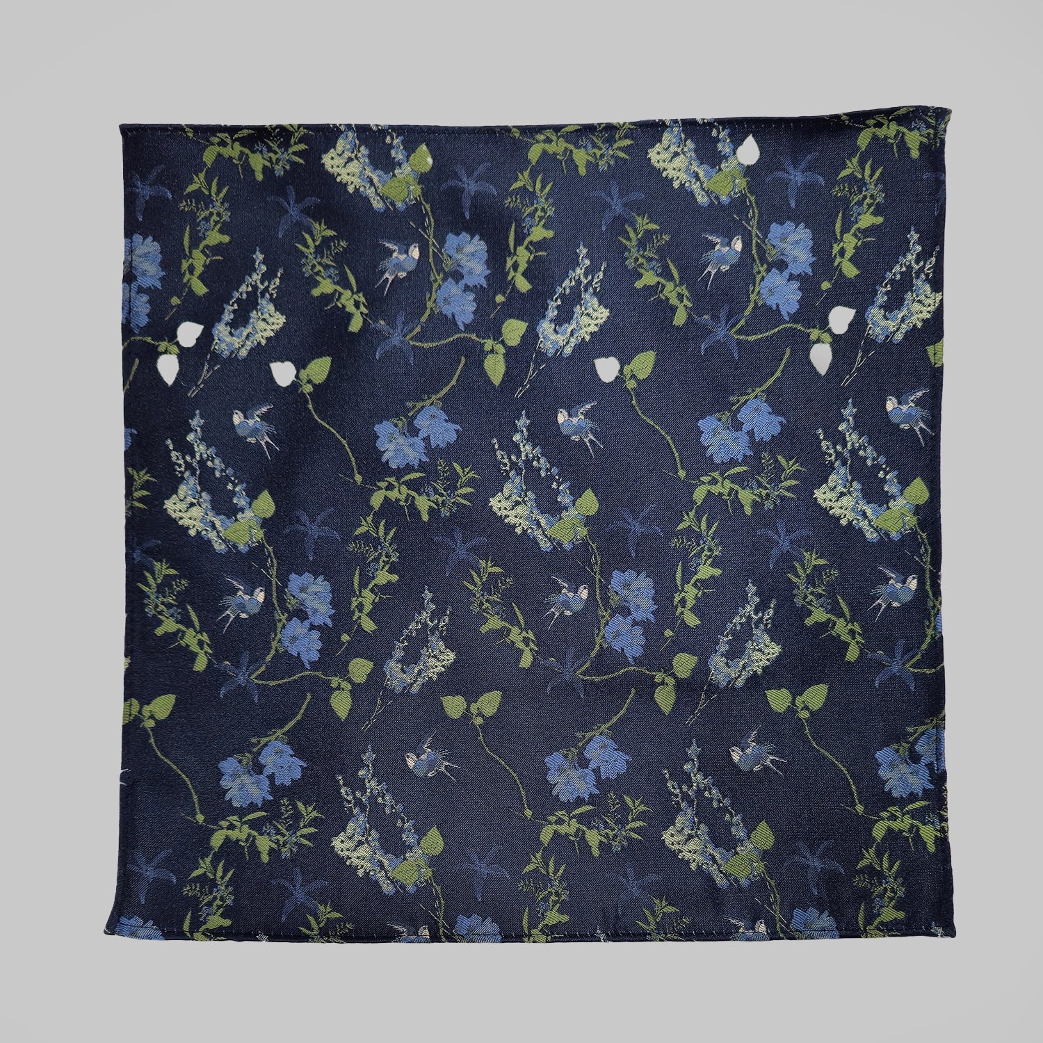 Oriental Floral Tie and Hankie - Navy