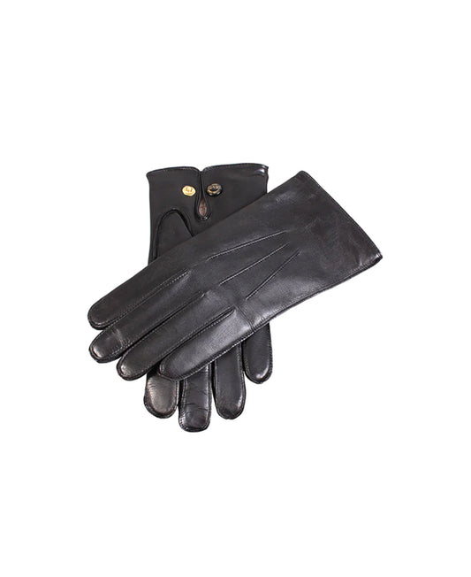 Mendip - Men's Three-Point Wool-Lined Leather Officer's Gloves - Black