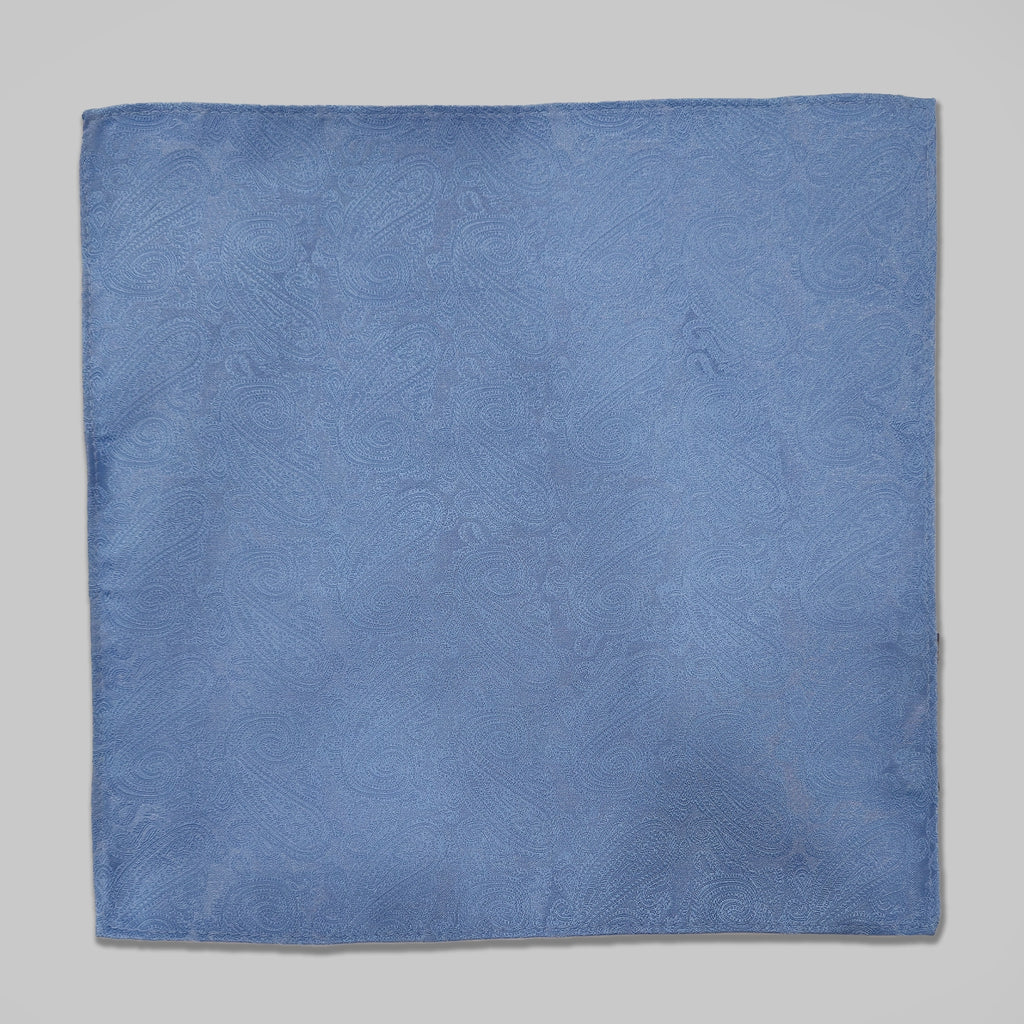 Paisley Print Tie and Hankie Set - Baby Blue