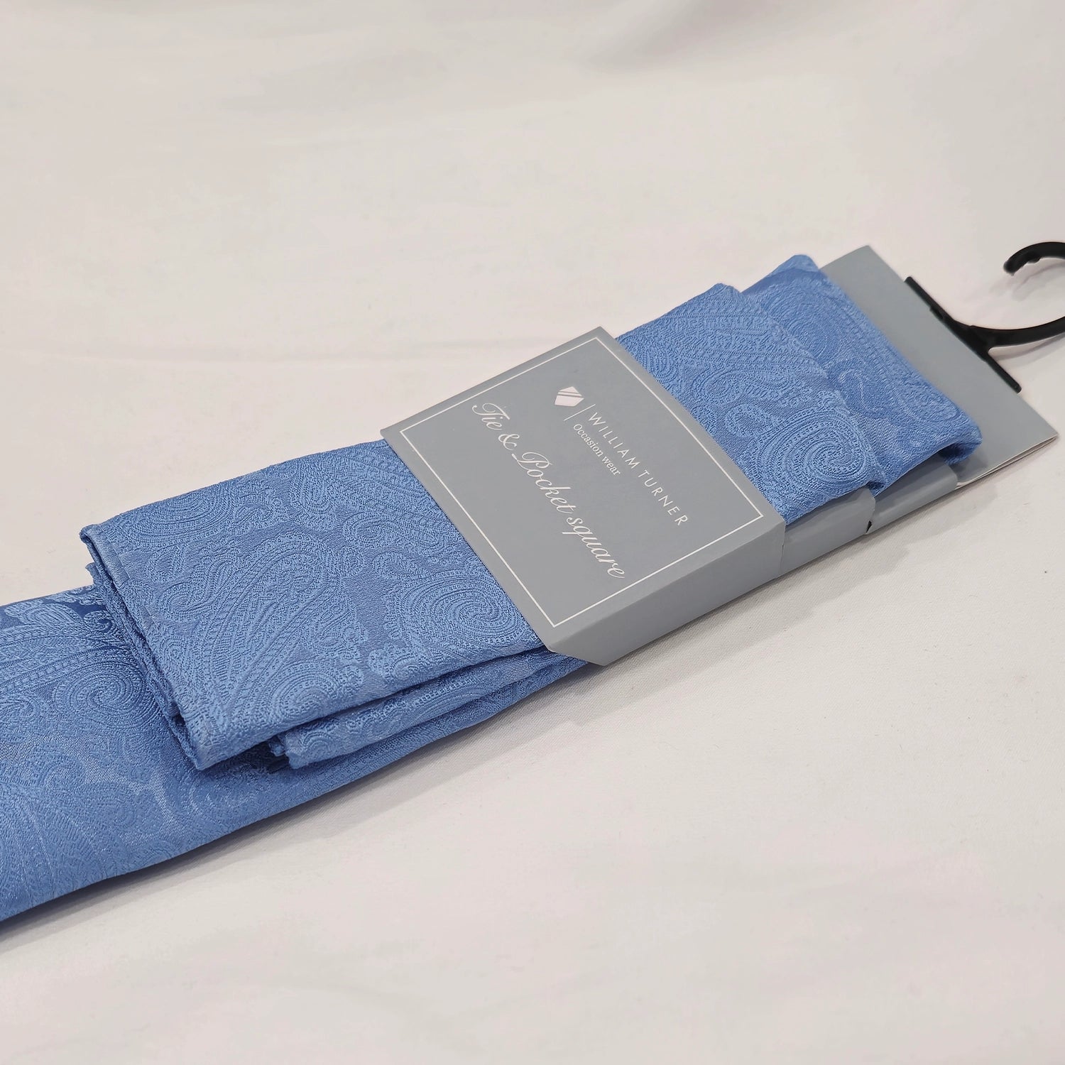 Paisley Print Tie and Hankie Set - Baby Blue