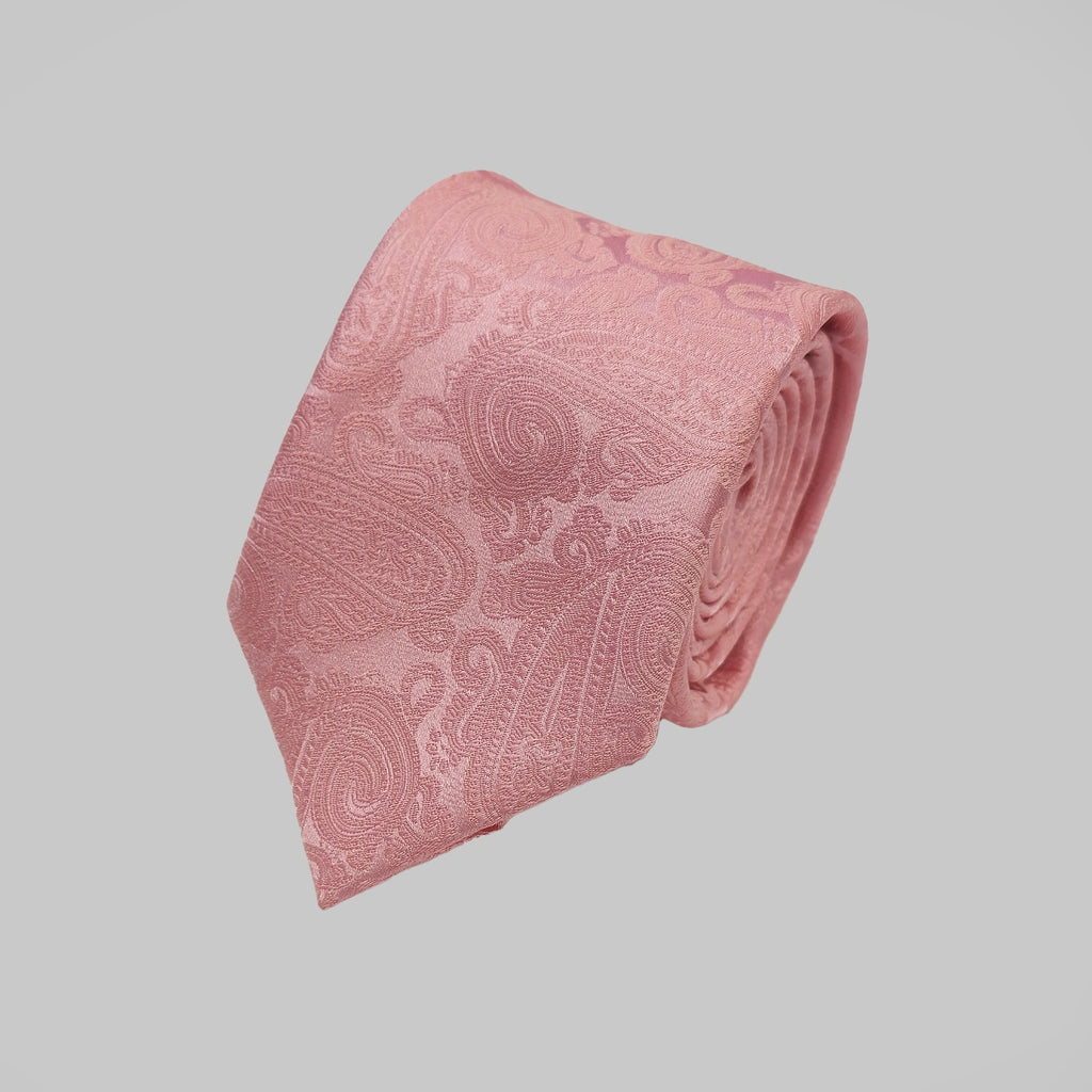 Paisley Print Tie and Hankie Set - Baby Pink
