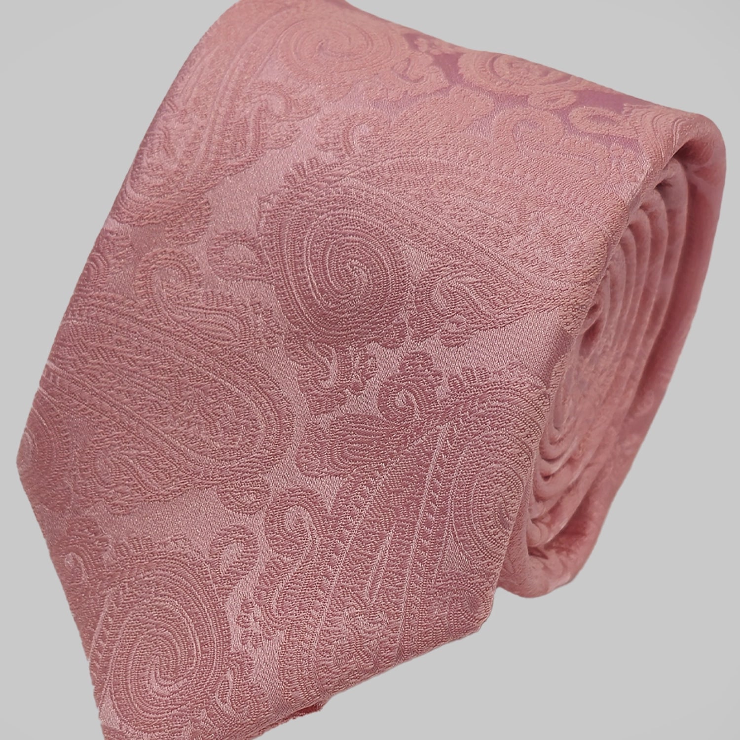 Paisley Print Tie and Hankie Set - Baby Pink