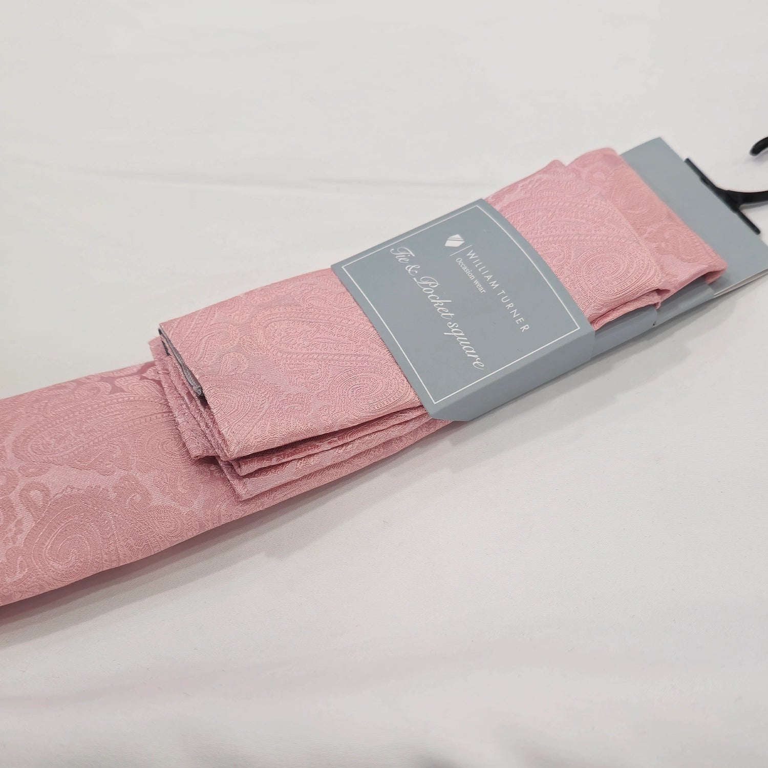 Paisley Print Tie and Hankie Set - Baby Pink