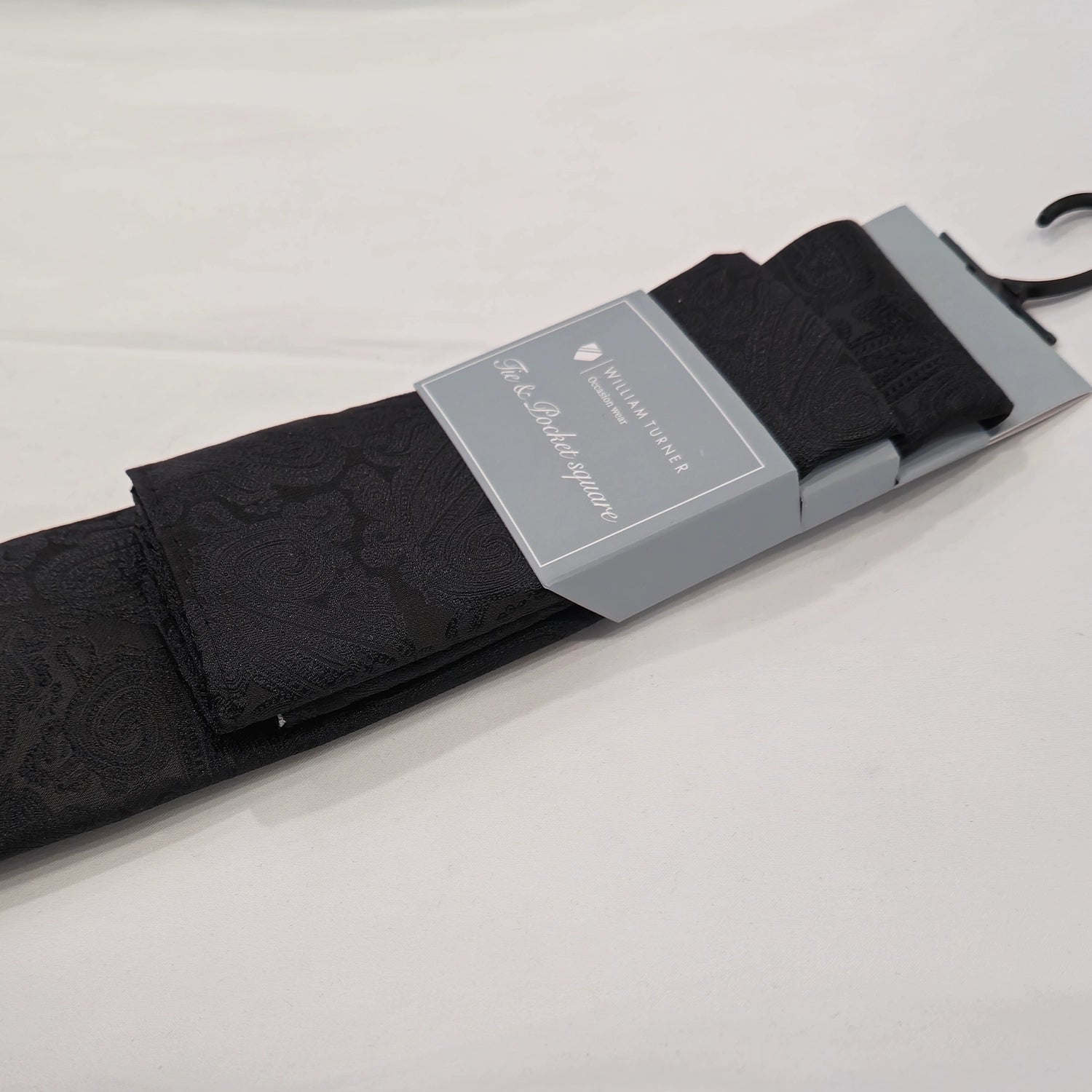 Paisley Print Tie and Hankie Set - Black